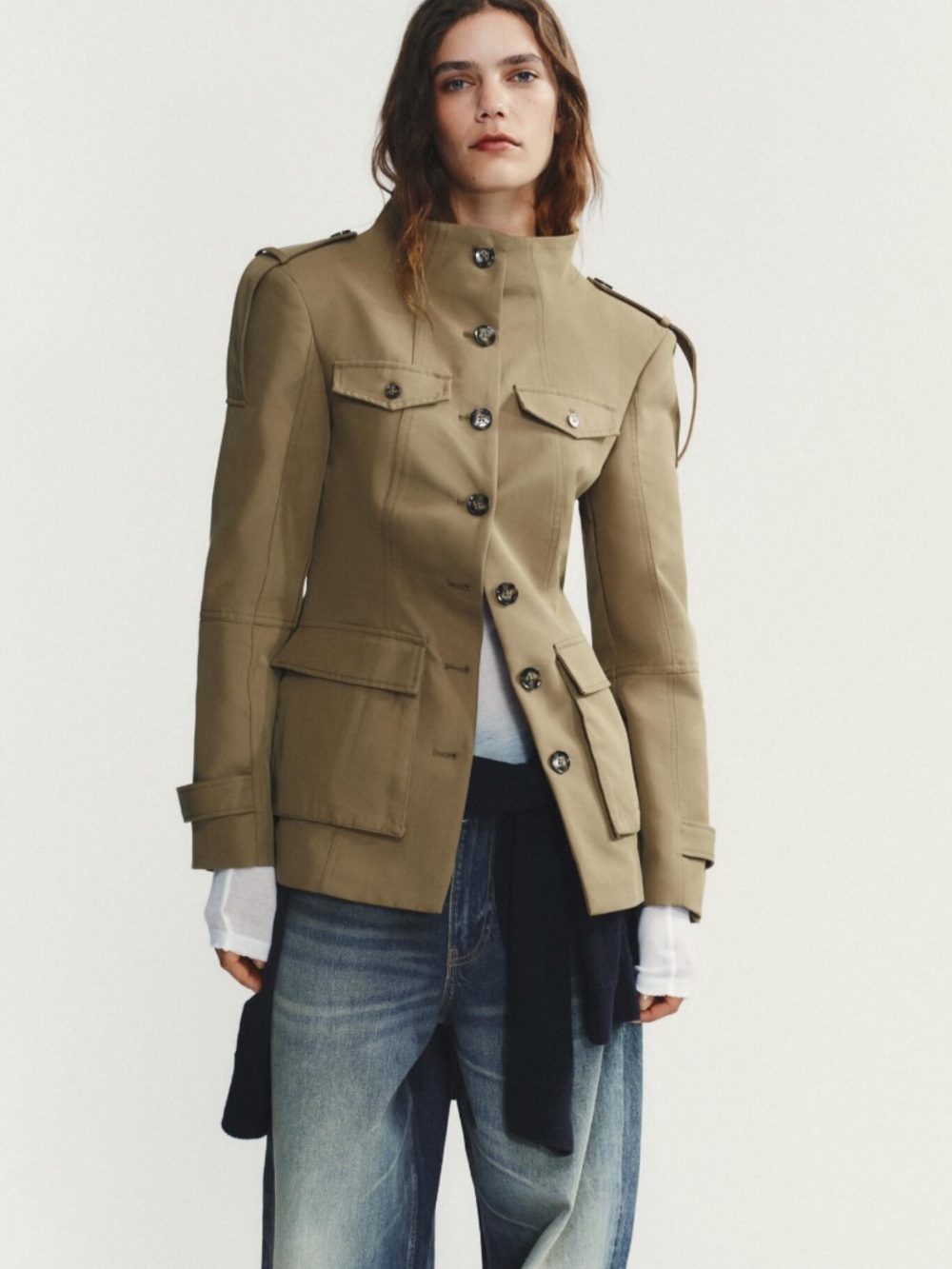 Women's Military-Style fitted Khaki Jacket size XS